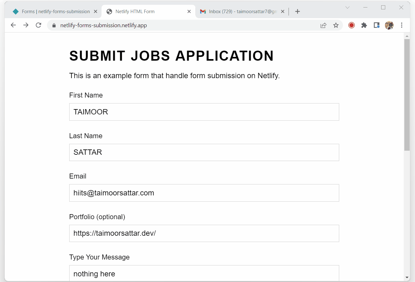 Form Submission Netlify